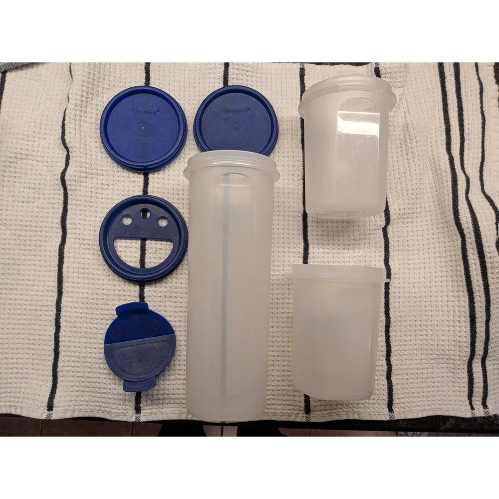Tupperware 3 Modular Mates‎ Round Blue Set Pantry Storage Canisters